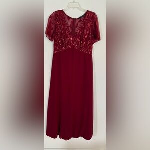 Ever Pretty Red Sequin Flutter Sleeve Gown